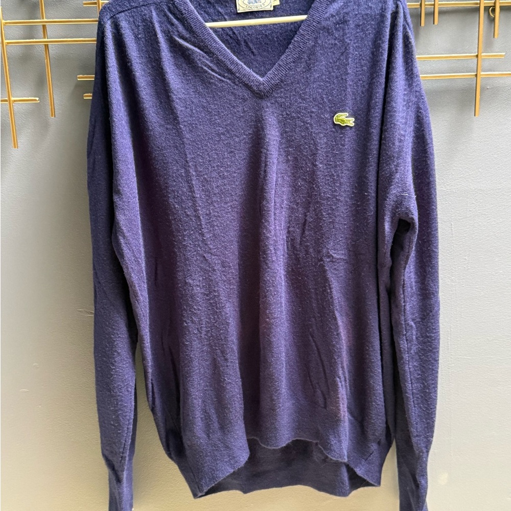 Vintage izod Lacoste Men's dark blue V-Neck Sweater vtg
